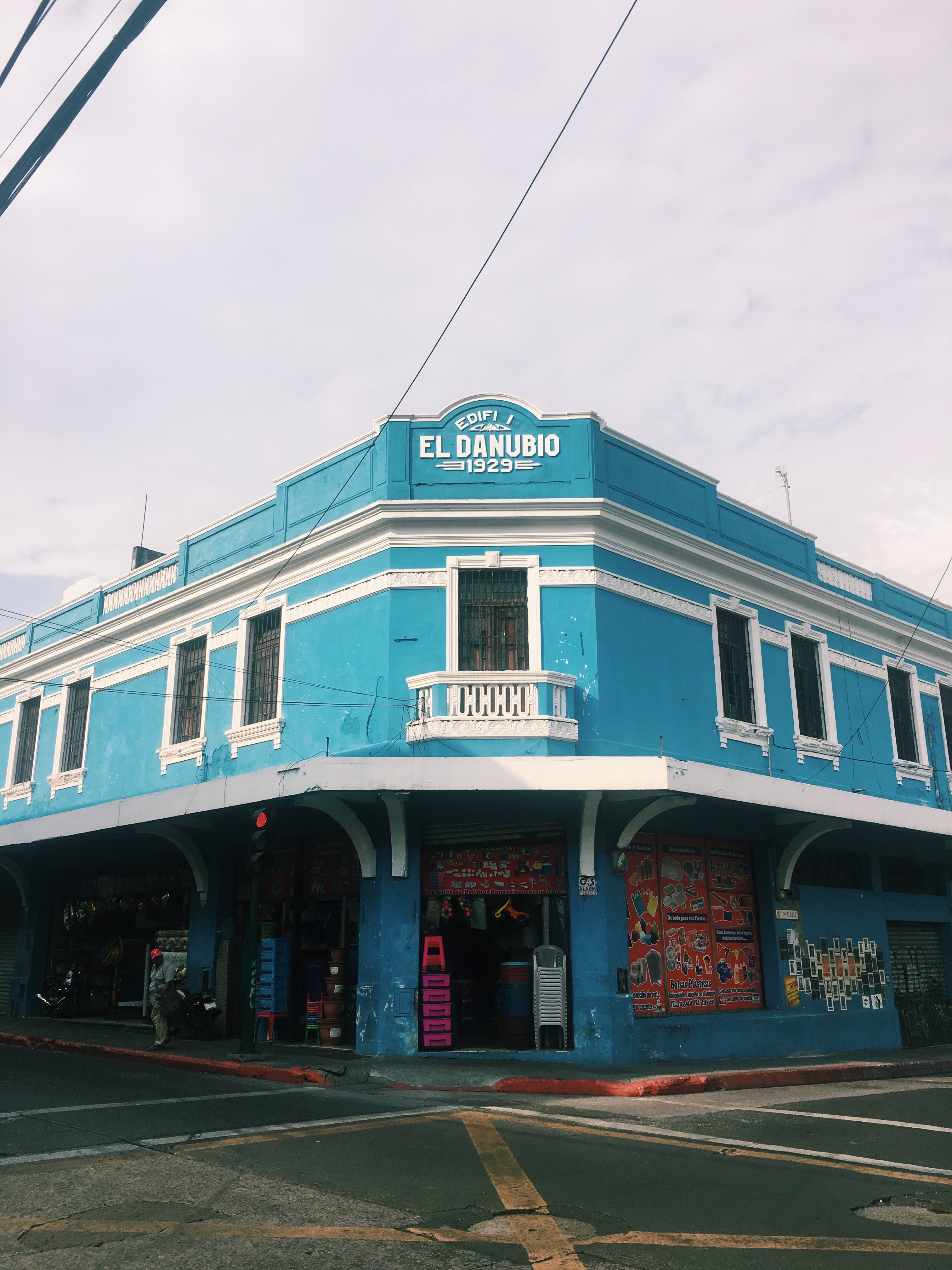 A bright blue shop in Guatemala.